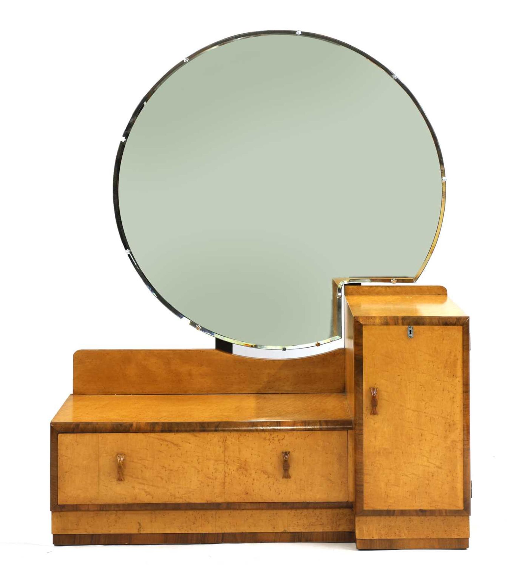 An Art Deco bird's-eye maple and walnut dressing table,