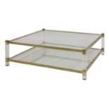 A brass and Lucite Italian coffee table,