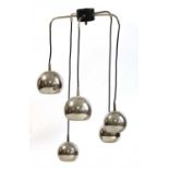 An Italian steel hanging five-light electrolier,