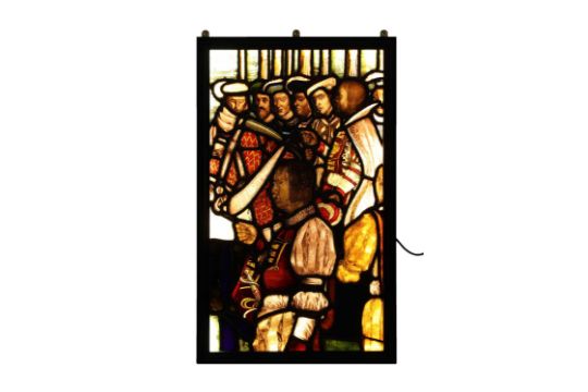 A large stained glass panel,