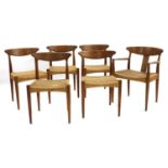 Six teak dining chairs,