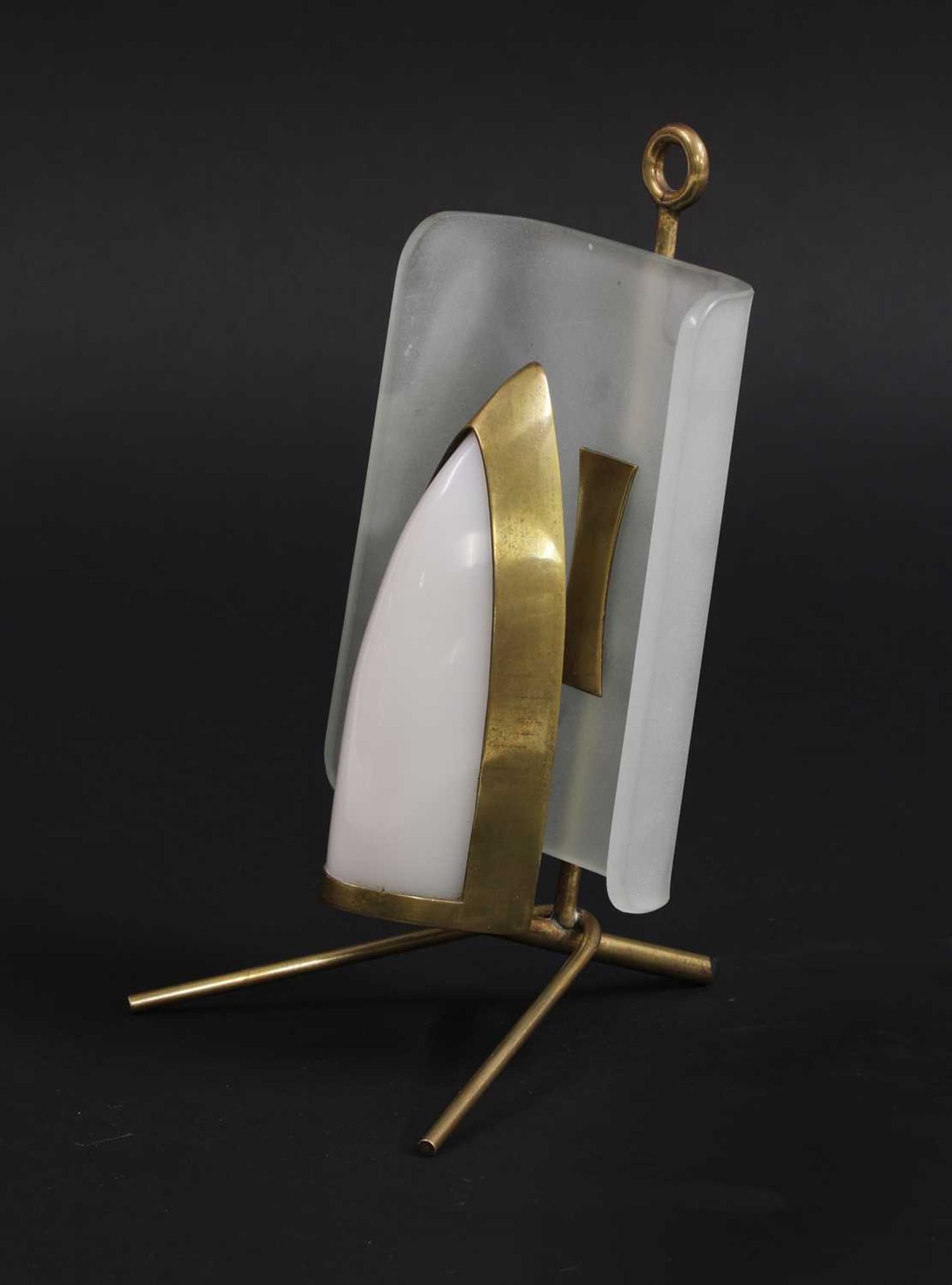 An Italian glass and brass table lamp,