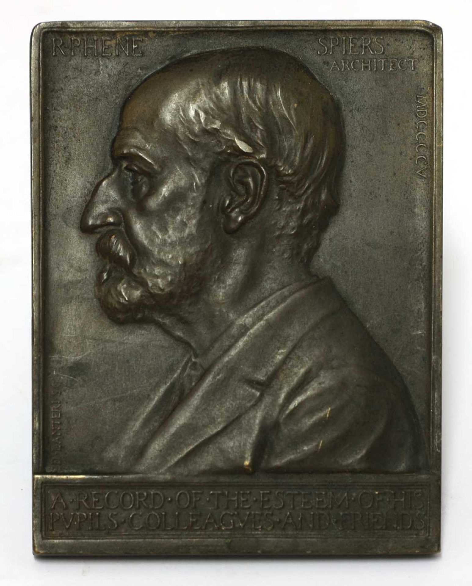 A bronze plaque of Richard Phene Spiers,