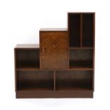 An Art Deco walnut stepped bookcase,