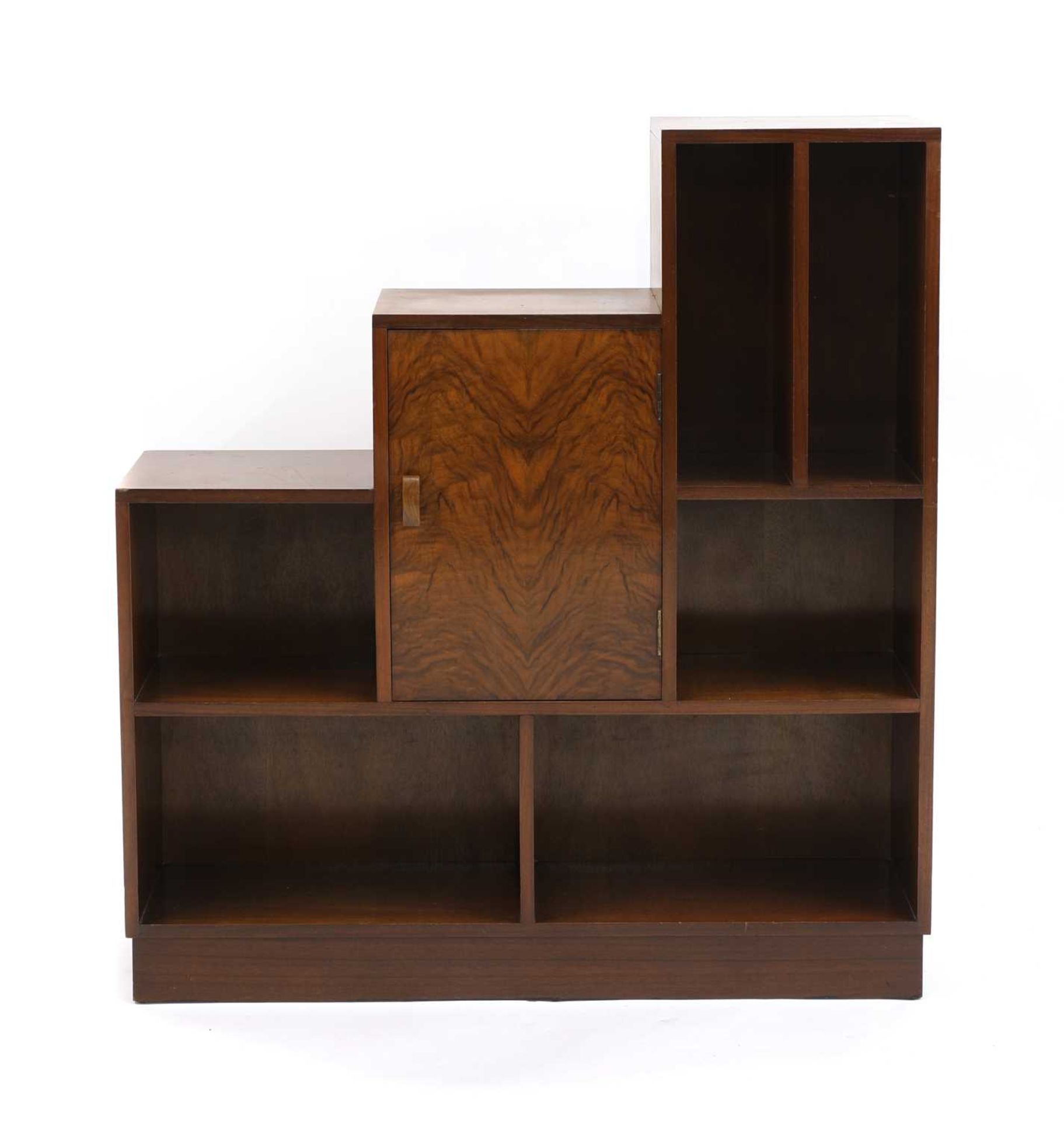 An Art Deco walnut stepped bookcase,