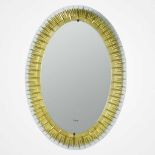 An Italian crystal gilt etched oval mirror,