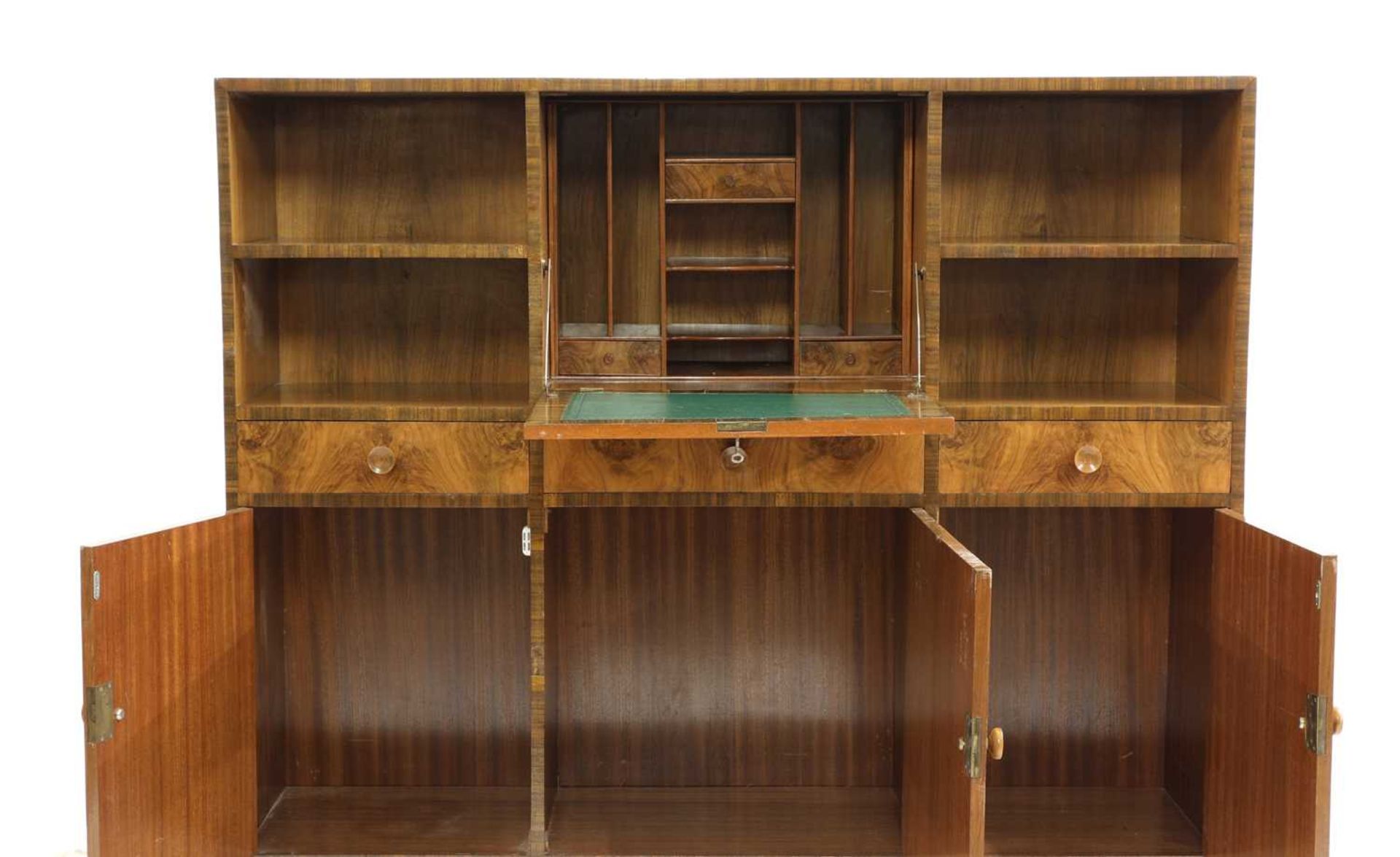 An Art Deco walnut secretaire, - Bild 3 aus 6