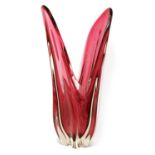 A Val St Lambert pink glass vase,