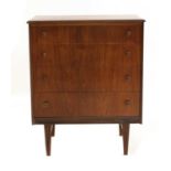 A teak four-drawer chest