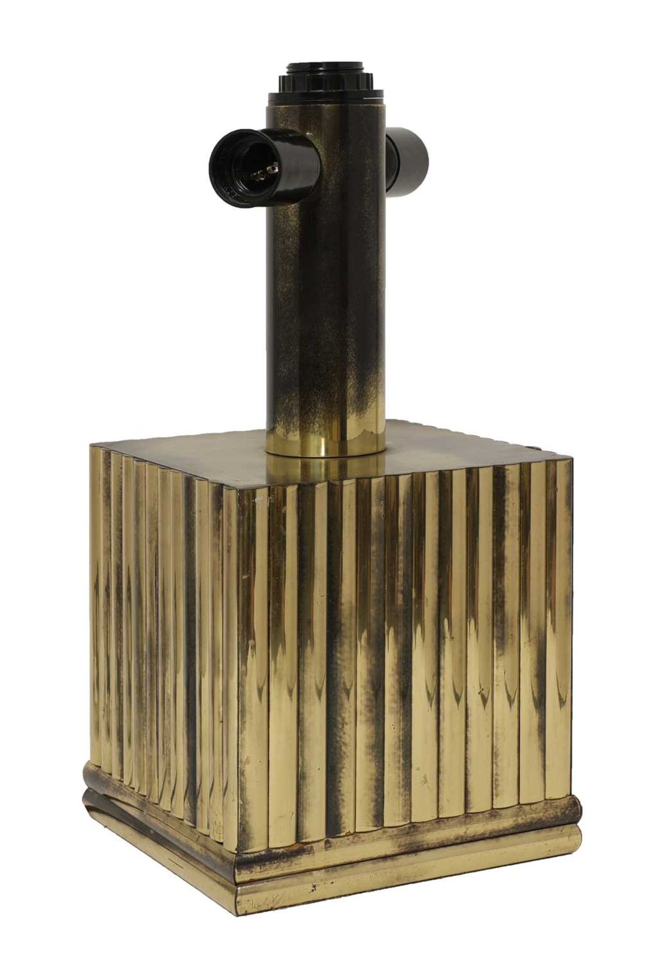 A brass fluted table lamp,