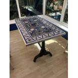 A pietra dura and marble slab top table,