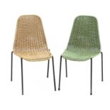 A pair of Italian green and cream 'Lumi' chairs,