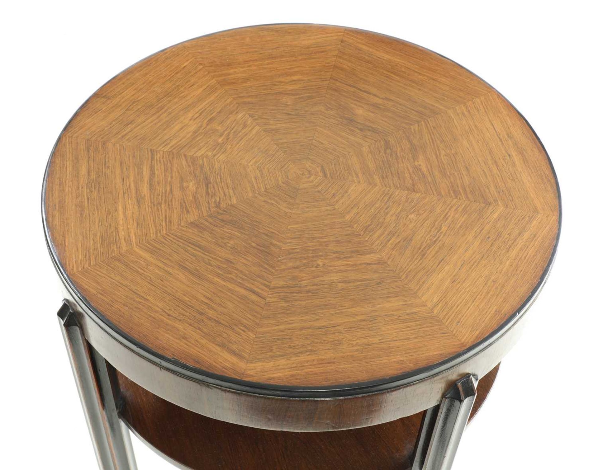 An Art Deco walnut and ebonised two-tier table, - Bild 2 aus 2