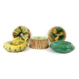 Eight Victorian majolica glazed spittoons,