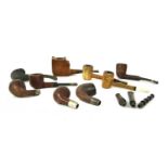 A collection of briar pipes,