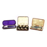 A Victorian silver cased christening set,