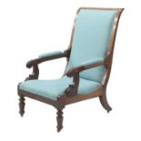 A rosewood reclining Daw's patent library armchair,