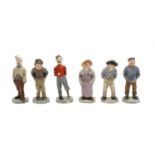 A set of six Royal Worcester figural menu holders from the 'Down and Out' series