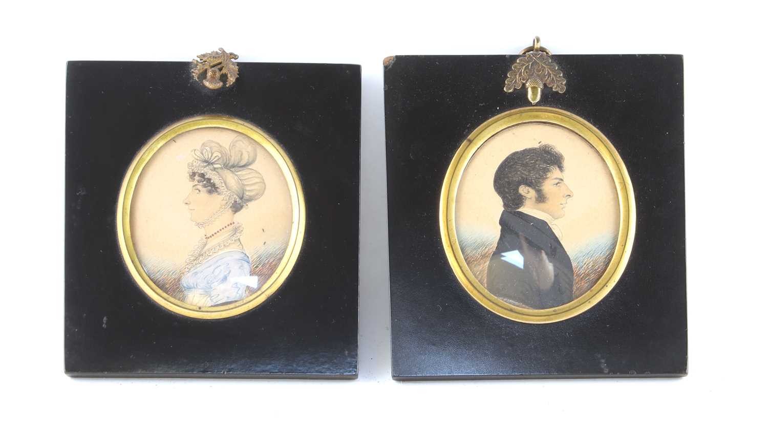A pair of watercolour miniatures on paper