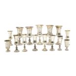 A collection of silver Kiddush cups,