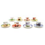 Eight Wedgwood limited edition 'Cafe Chic' collection coffee cups and saucers,