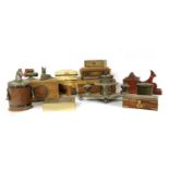 A collection of cigarette stands and boxes,