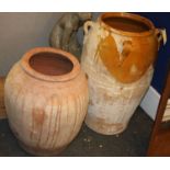 Two large terracotta pots,