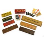 A collection of cigarette advertising cribbage boards,