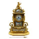 A 19th century French gilt clock,