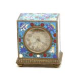 A French champleve enamel boudoir clock,