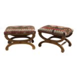 A pair of kelim upholstered stools,