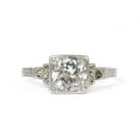 An Art Deco style platinum diamond ring,