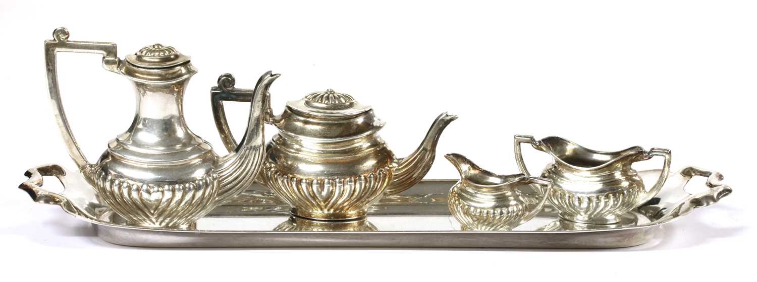 An Elizabeth II silver miniature five piece tea set, by A Marston & Co,