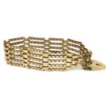 A 9ct gold five row gate bracelet,