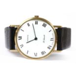 A 9ct gold Everite slimline mechanical strap watch,