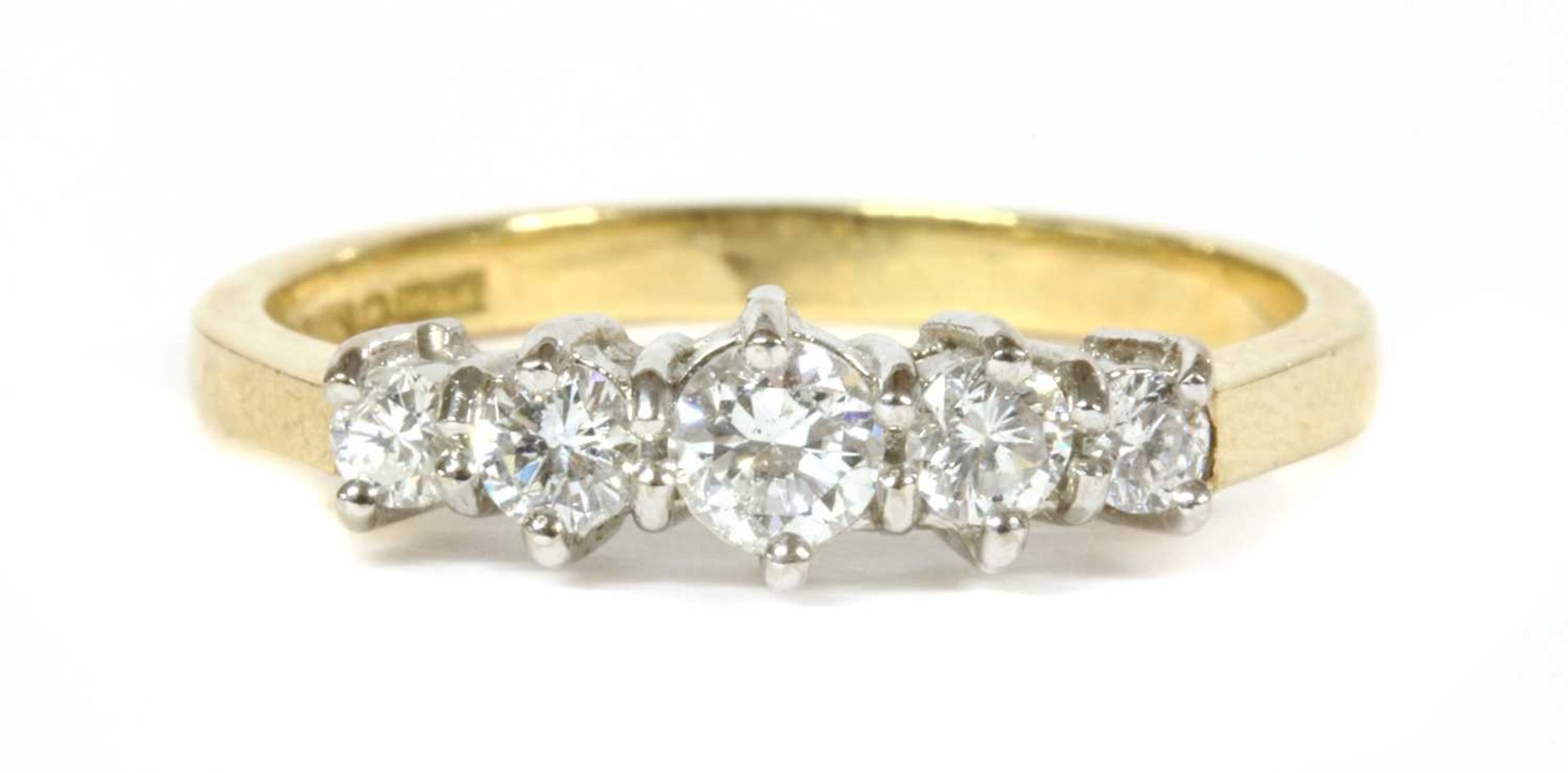 An 18ct gold five stone diamond ring,