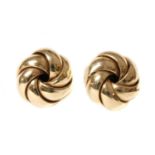 A pair of 9ct gold knot earrings,