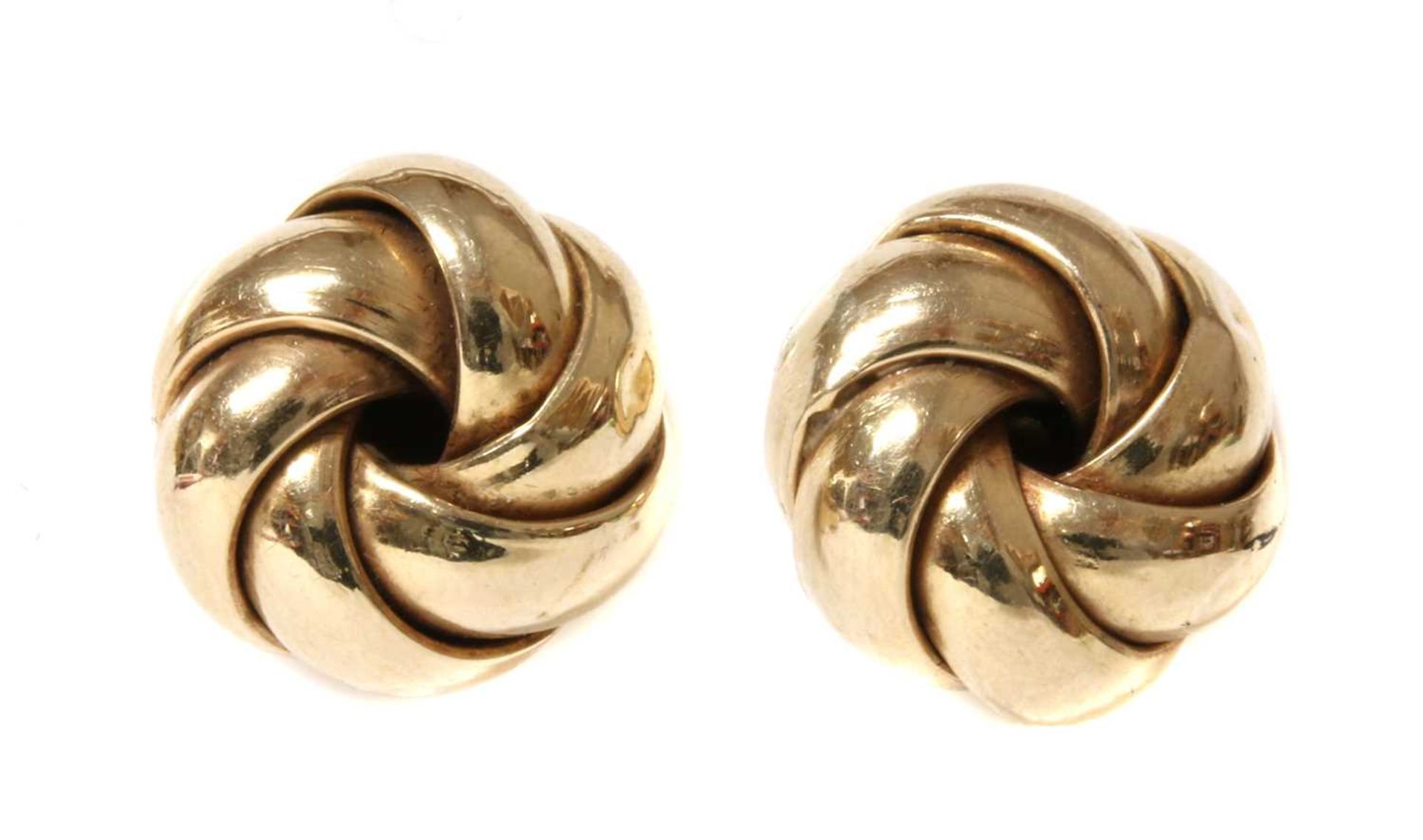 A pair of 9ct gold knot earrings,
