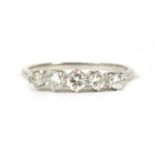 A platinum five stone diamond ring,