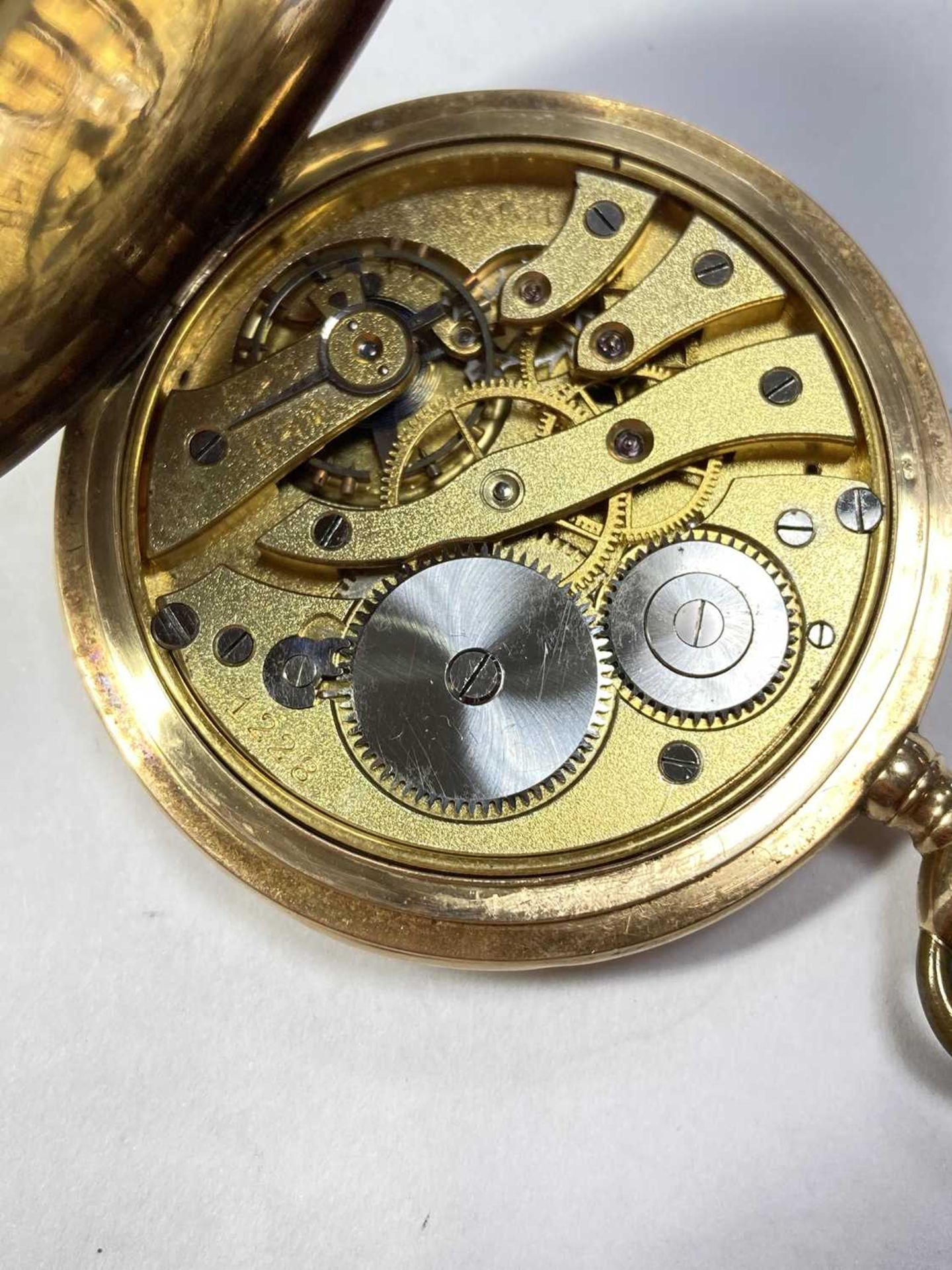 A gold side wind hunter pocket watch, - Bild 5 aus 5