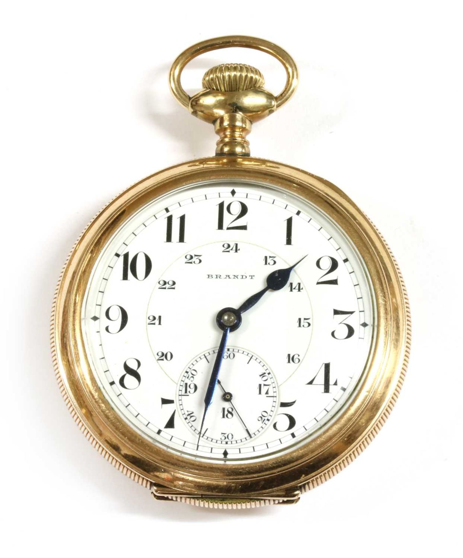 A gold filled Brandt top wind open-faced pocket watch,