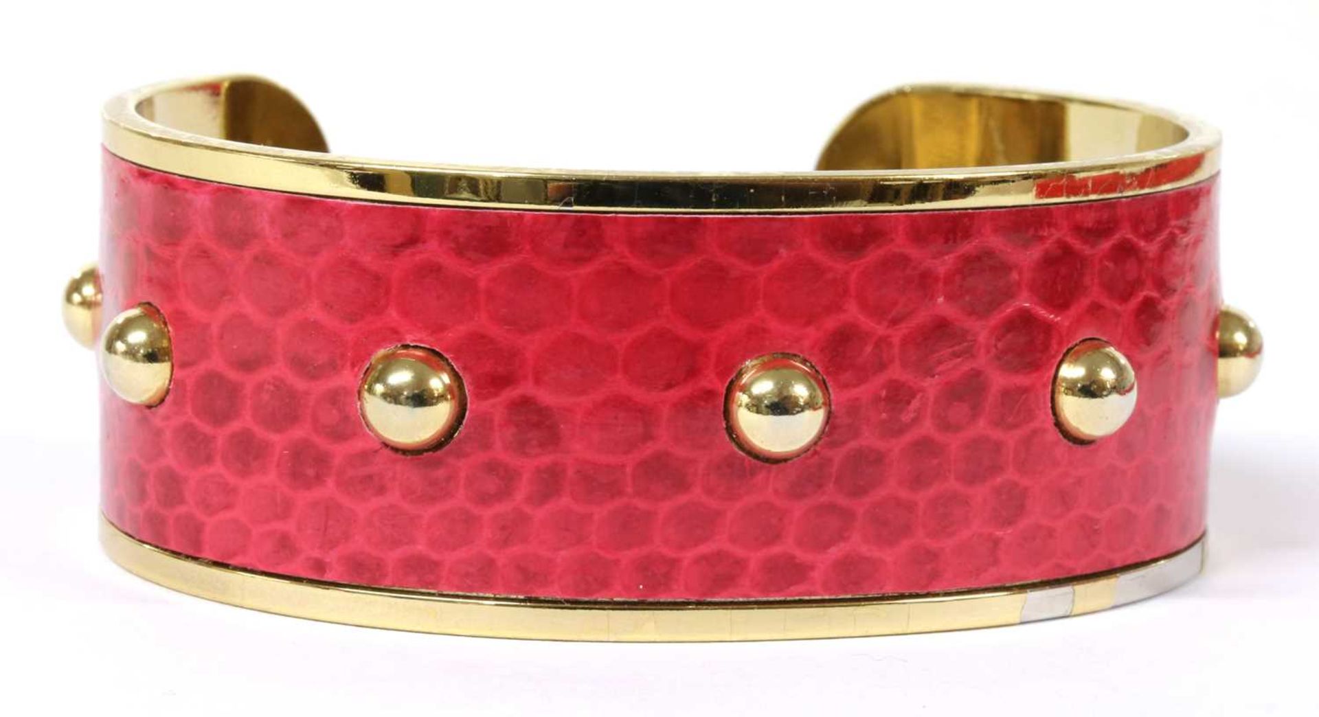 A gold plated Aspinal of London lizard skin torque bangle,