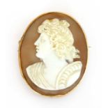 A gold mounted oval shell cameo,