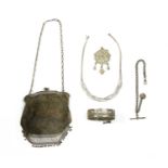 A sterling silver mesh purse,