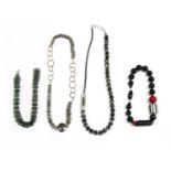 A collection of contemporary silver and costume necklaces,