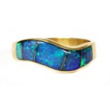 A gold opal doublet ring,