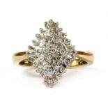 A 9ct gold diamond cluster ring,