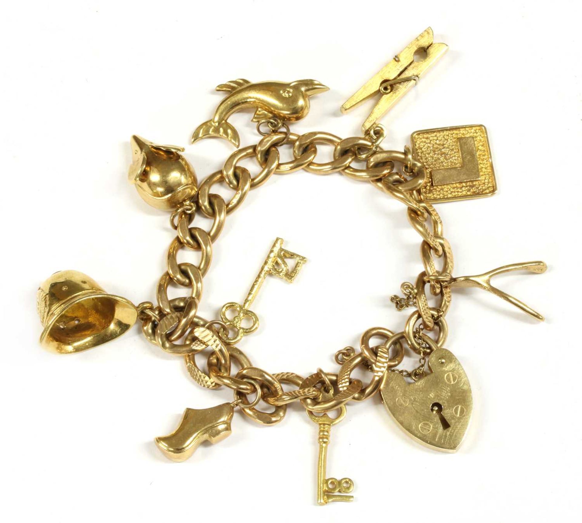 A 9ct gold charm bracelet,