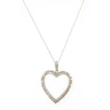 A white gold diamond heart pendant,