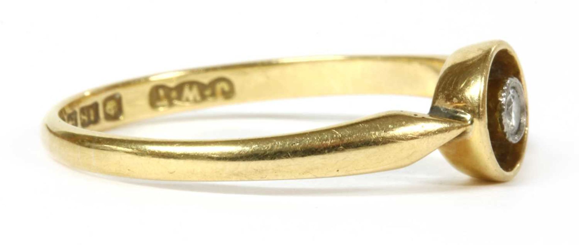 An 18ct gold single stone diamond ring, c.1920, - Image 3 of 3
